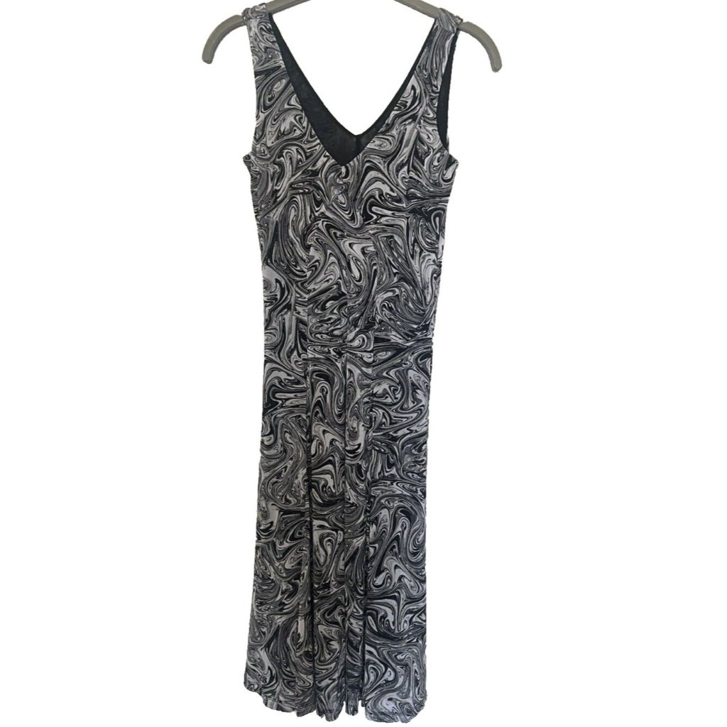 Michael Kors Women's Dress P/S V-Neck Front Back White Black Lined Stretch